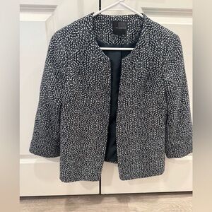 The Limited Black and White Textured Collarless Blazer